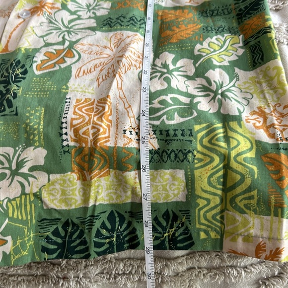 Vintage Howie Made in Hawaii Green Hawaiian Button Front Shirt Size Large - Picture 12 of 13